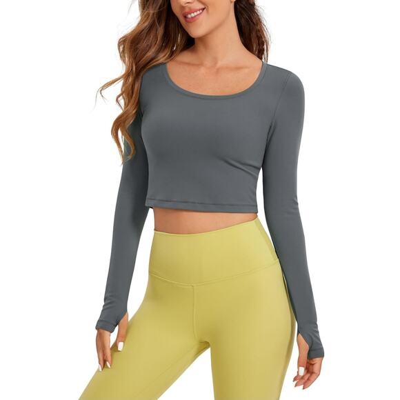 CRZ YOGA Butterluxe Long Sleeve Crop Top for Women Slim Fit Workout Shirt XL - Picture 1 of 6